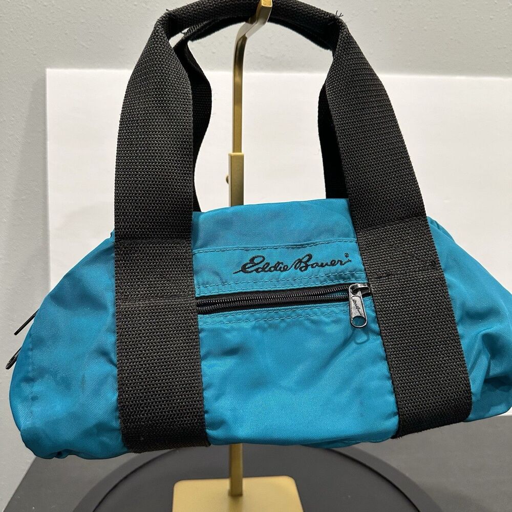 Vintage Eddie Bauer Duffle Bag Small Teal Green Weekender Carry On Nylon 90s Y2K